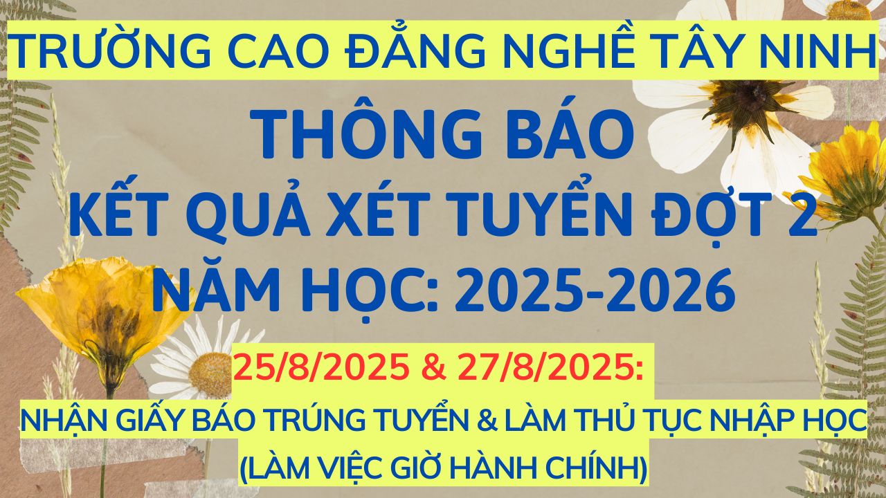 Kết quả xét tuyển đợt 2 - Năm học: 2025-2026